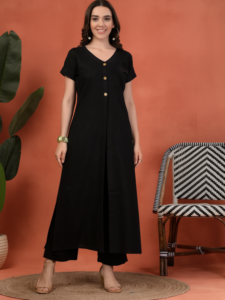 Indibelle Linen Touch Co-ord Set (Black)