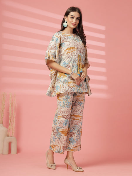 Indibelle Cotton Tropical Print Co-ord set (Mustard)