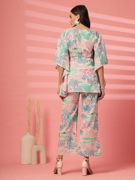 Indibelle Cotton Tropical Print Co-ord set (Pink)