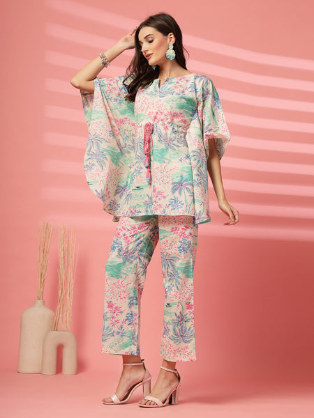 Indibelle Cotton Tropical Print Co-ord set (Pink)