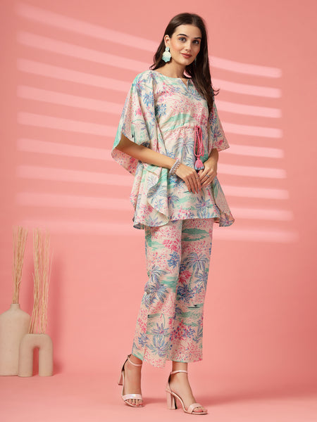 Indibelle Cotton Tropical Print Co-ord set (Pink)