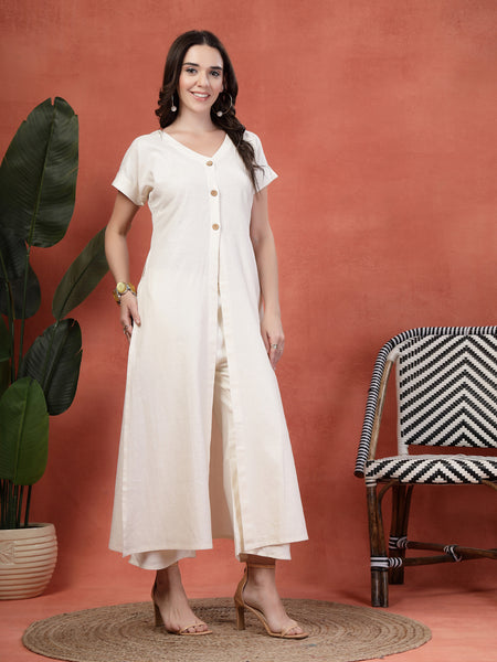 Indibelle Linen Touch Co-ord Set (Off White)