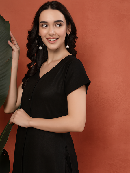 Indibelle Linen Touch Co-ord Set (Black)