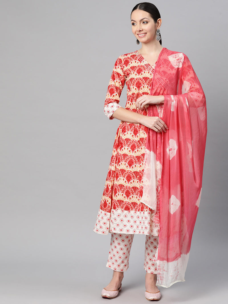 Indibelle Tie-Dye Chiffon Dupatta (Pink)