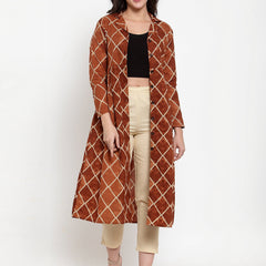 Indibelle Cotton Blue Geomatric Print A-Line ShrugCape
