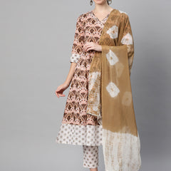 Indibelle Tie-Dye Chiffon Dupatta (Brown)