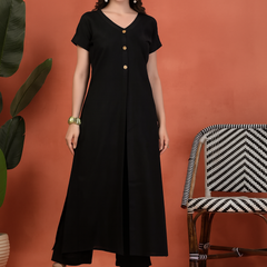 Indibelle Linen Touch Co-ord Set (Black)