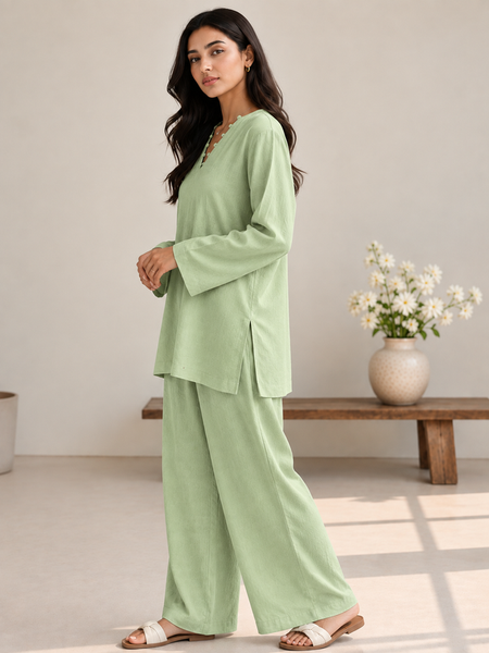 Indibelle Relaxed-Fit Wrinkle Rayon Co-ord Set