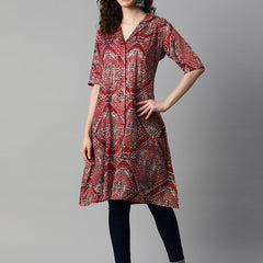 Indibelle Maroon Rayon Abstract Print Shrug