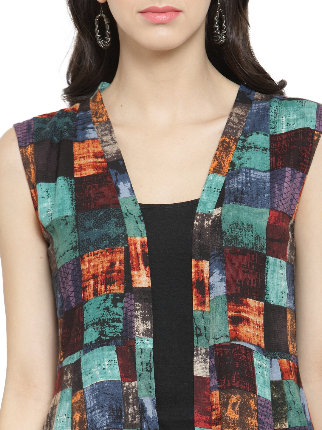 Indibelle Rayon Multicolour Printed Shrug