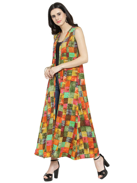 Indibelle Rayon Multicolour Printed Shrug