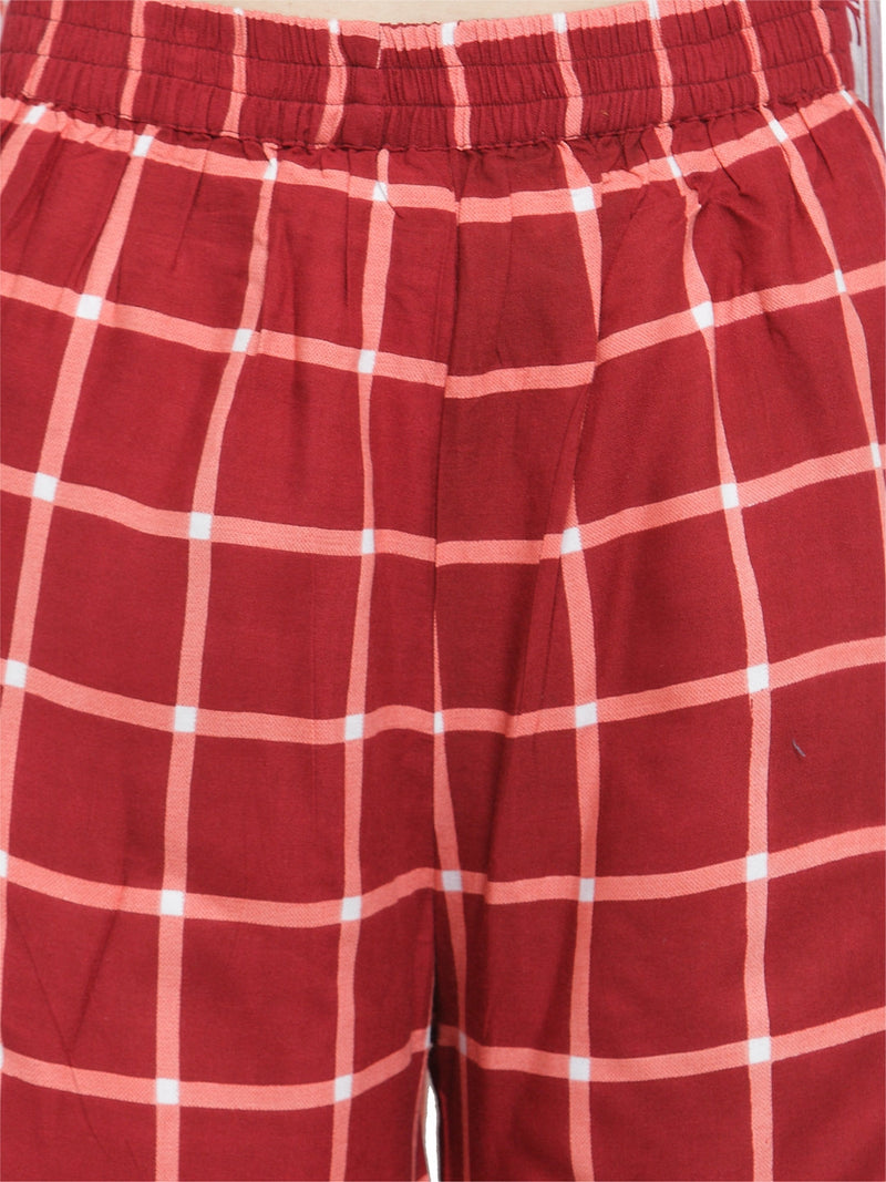 Indibelle Maroon Rayon Printed Straight kurta set