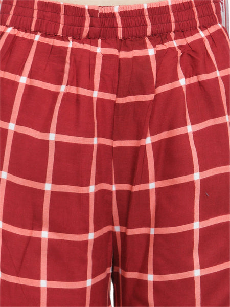 Indibelle Maroon Rayon Printed Straight kurta set