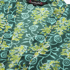 Indibelle Cotton Green Floral Print Shrug/Cape