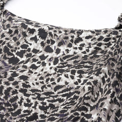 Indibelle Rayon Animal Print Flared Dress (Black)