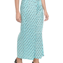 Indibelle Cotton Ethnic Booti Printed Trousers (Sky Blue)