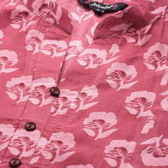 Indibelle Cotton Magenta Floral Print A-Line Kurta 