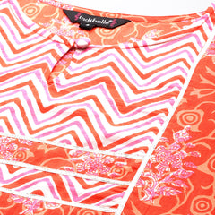 Indibelle Cotton Orange Floral Print Kurta