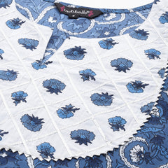 Indibelle Cotton Floral Print Straight Kurta Set (Blue)