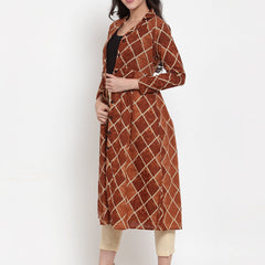 Indibelle Cotton Blue Geomatric Print A-Line ShrugCape