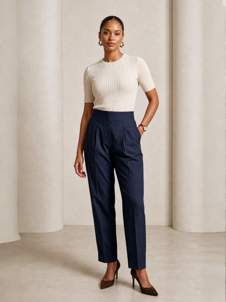Women Mid-Rise Straight-Fit Cotton Trousers