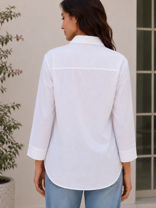 Indibelle Premium Linen Blend White Shirt