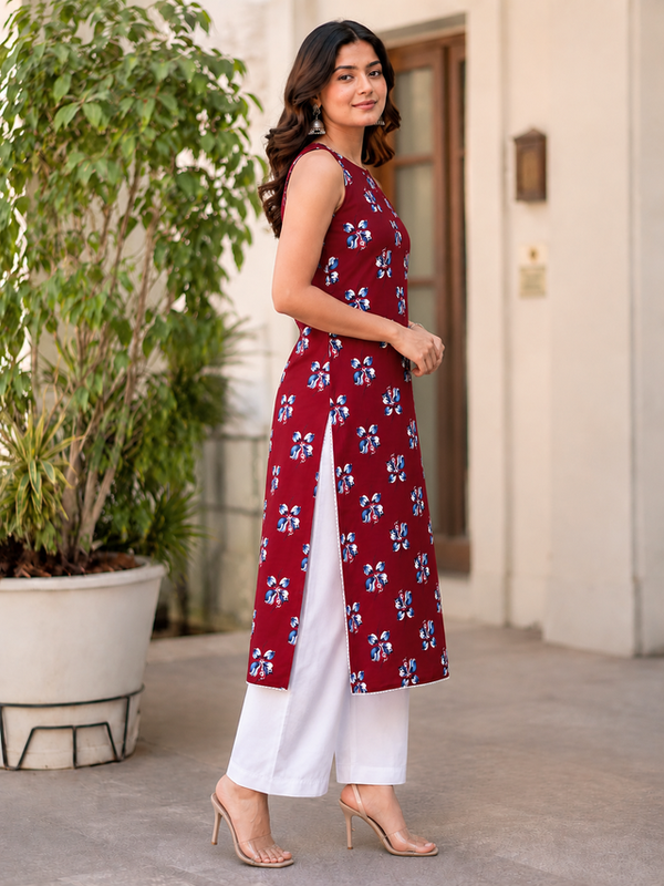 Indibelle Women’s Floral Printed Cotton Kurti