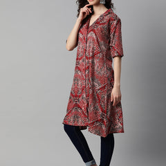 Indibelle Maroon Rayon Abstract Print Shrug