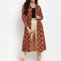 Indibelle Cotton Blue Geomatric Print A-Line ShrugCape