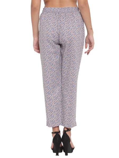 Indibelle Cotton Polka Dots Print Trousers (Grey)