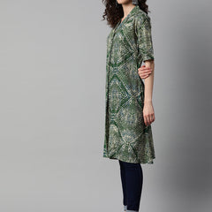 Indibelle Green Rayon Abstract Print Shrug
