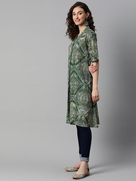 Indibelle Green Rayon Abstract Print Shrug