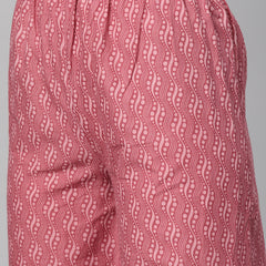 Indibelle Cotton Magenta Floral Print A-Line Kurta Set