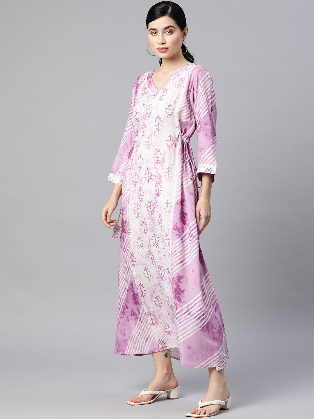 Indibelle Rayon Purple Floral Print Dress