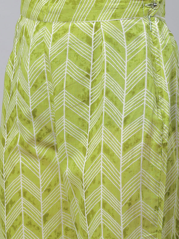 Indibelle Cotton Floral Print Lace Detail Straight Kurta set