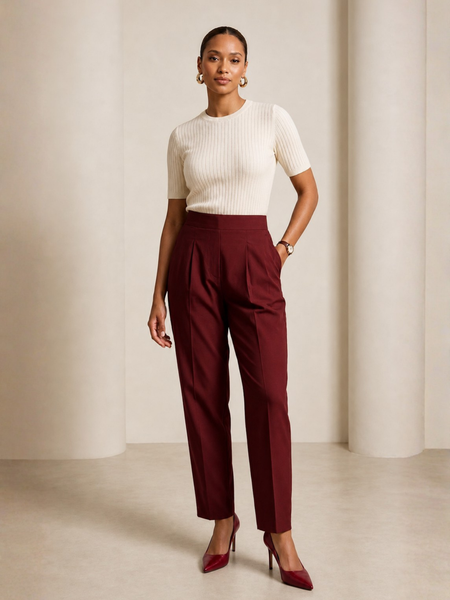 Women Mid-Rise Straight-Fit Cotton Trousers