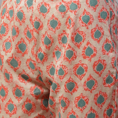 Indibelle Cotton Round Neck Floral Print A-Line Kurta set (Peach)