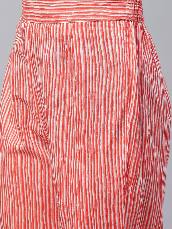 Indibelle Cotton Peach Tie Dye Print Kaftan Kurta set