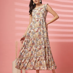 Indibelle Ankle Length Tiered Maxi (Beige)