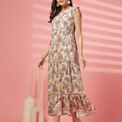 Indibelle Ankle Length Tiered Maxi (Beige)