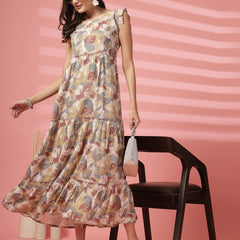 Indibelle Ankle Length Tiered Maxi (Beige)