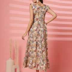 Indibelle Ankle Length Tiered Maxi (Beige)