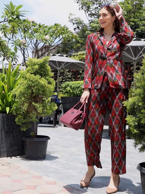 Indibelle Rayon Abstract Print Co-ord Set