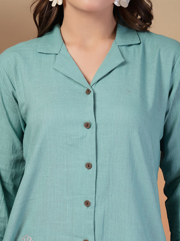 Indibelle Cotton Slub Solid Embrodiary Co-ord Set