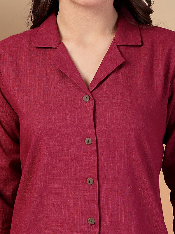 Indibelle Cotton Slub Solid Embrodiary Co-ord Set