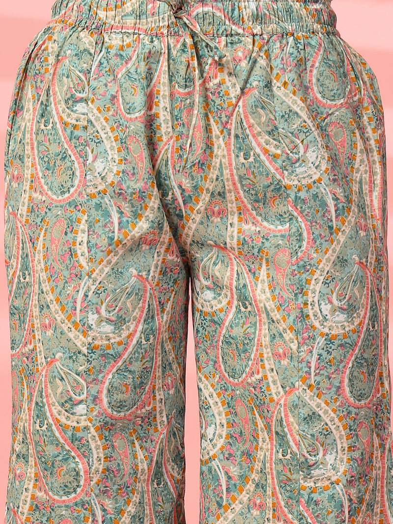 Indibelle Cotton Paisley Print Co-ord Set (Sea Green)