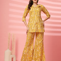 Indibelle Cotton Paisley Print Co-ord Set (Yellow)