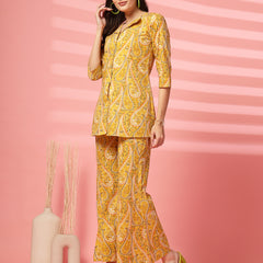 Indibelle Cotton Paisley Print Co-ord Set (Yellow)