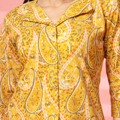 Indibelle Cotton Paisley Print Co-ord Set (Yellow)