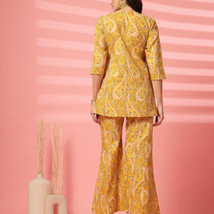 Indibelle Cotton Paisley Print Co-ord Set (Yellow)